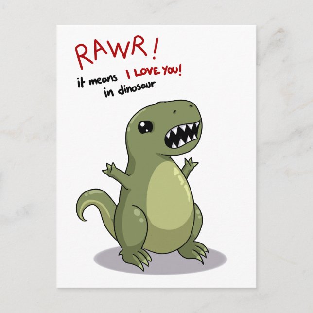 Carte Postale Rawr veut dire que je t'aime à Dinosaur (Devant)