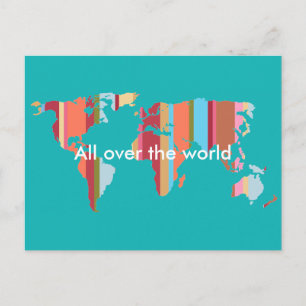 carte postale rayée du monde