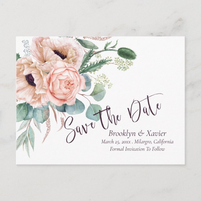 Carte Postale Rayon De Pavot Enregistrer La Date (Devant)