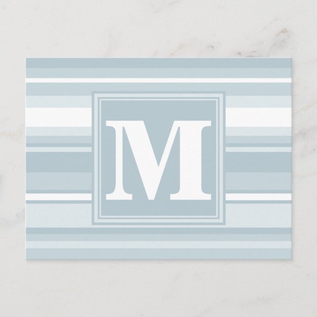 Carte Postale Rayures bleu glace Monogram (Devant)