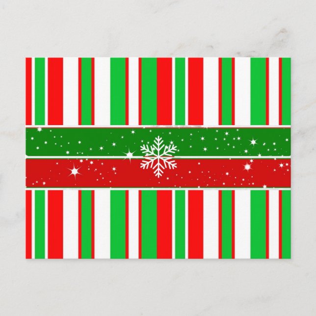 Carte Postale rayures de Noël et étincelles, design de vacances (Devant)