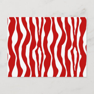 Carte Postale Rayures de zèbre - Rouge foncé et blanc