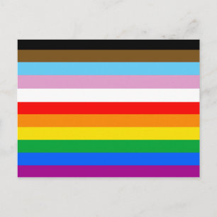 Carte Postale Rayures du drapeau de progrès LGBTQ+