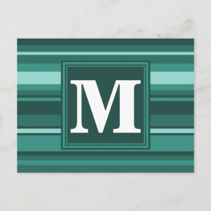 Carte Postale Rayures sarcelle monogramme