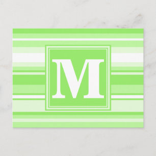 Carte Postale Rayures vert citron monogramme