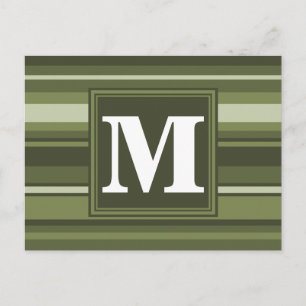 Carte Postale Rayures vert olive Monogram