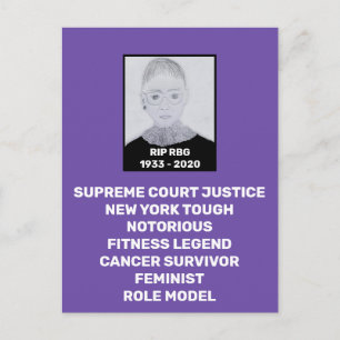 Carte Postale RBG RIP Ruth Bader Ginsburg Hommage