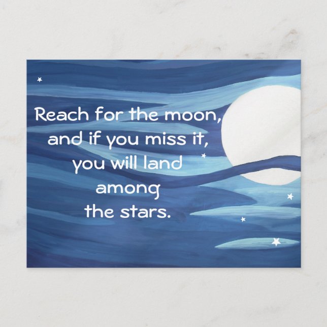 Carte Postale Reach for the Stars Moon Art Citation Inspiration (Devant)