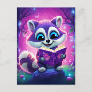 Carte Postale Reader Racoon