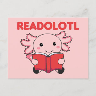 Carte postale Readolotl Un Axolotl qui lit beaucou