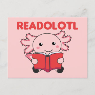 Carte postale Readolotl Un Axolotl qui lit beaucou
