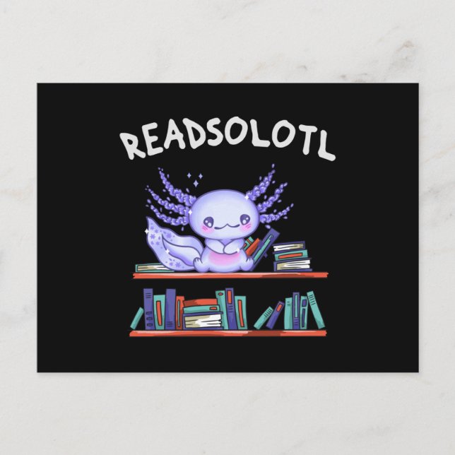 Carte Postale Readsolotl Amateur de livre Funny Axolotl (Devant)