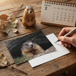 Carte Postale Realistic Nature Groundhog Peeking From Rocky Cave