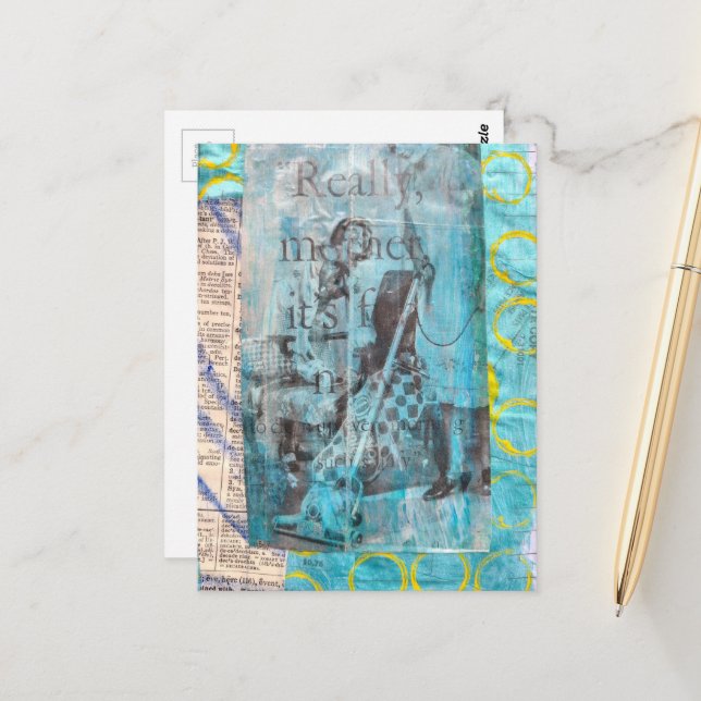 Carte Postale Really Mother a Vacuum Cleaning Collage (Devant/Arrière en situation)