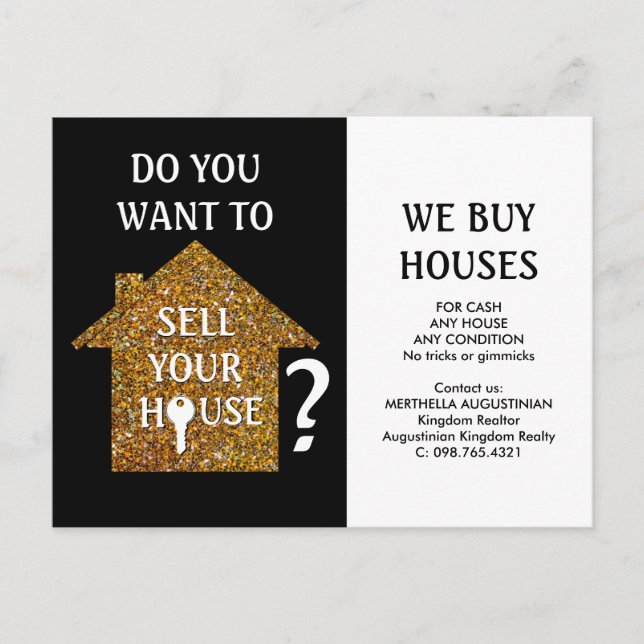 Carte Postale Realtor NOUS ACHETONS DES MAISONS (Devant)