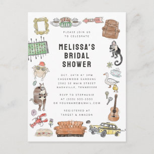 Carte Postale Réception de mariage FRIENDS™ Icones aquarelle