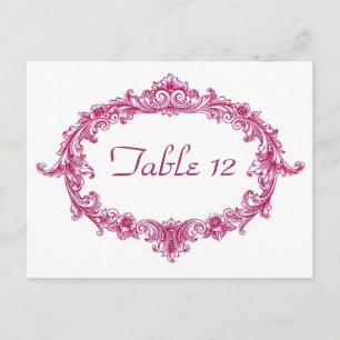 Carte Postale Réception de mariage rose Vintage ovale Numéro de 