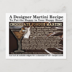 Carte postale Recette au chocolat Fondue Martini