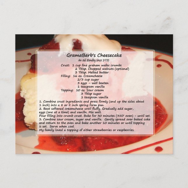 Carte postale Recette au fromage (Devant)