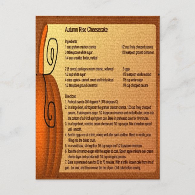 Carte postale Recette au gâteau au fromage hausse  (Devant)