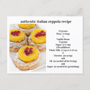 Carte Postale Recette authentique Zeppola italienne