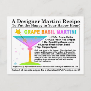 Carte postale Recette Basil Martini