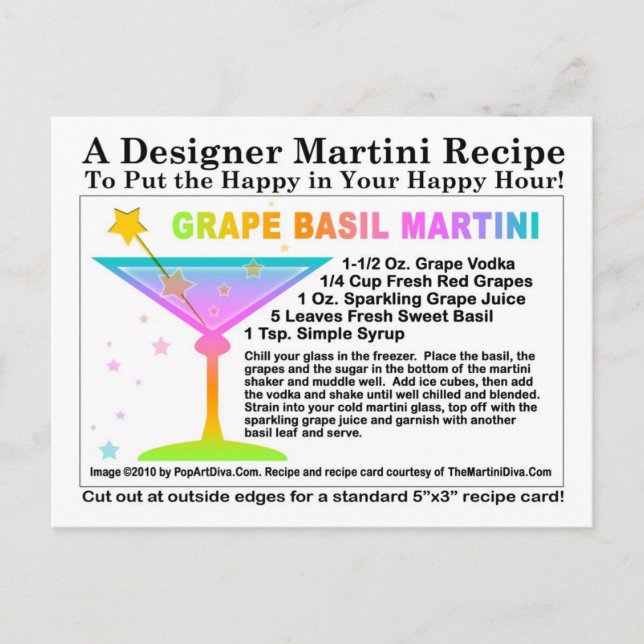 Carte postale Recette Basil Martini (Devant)
