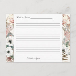 Carte Postale Recette Blanc Floral Neutre Tropical Palm Vert