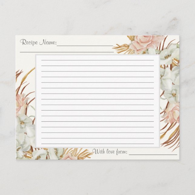 Carte Postale Recette Boho Floral Muted Tropical Palm Green (Devant)