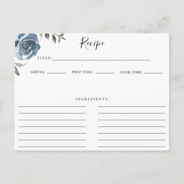 Carte Postale Recette Botanique Bleue Dusty (Devant)