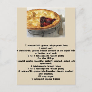 Carte Postale Recette britannique de tarte aux pommes et aux mûr