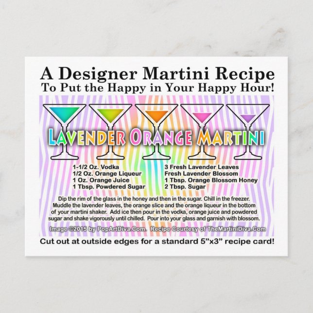 Carte postale Recette Cocktail Lavender Orange Mar (Devant)