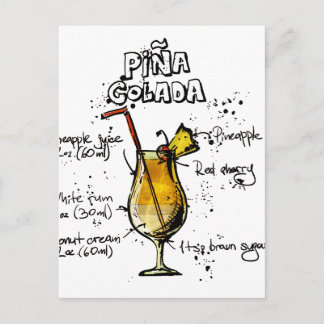 Carte Postale Recette Cocktail Pina Colada