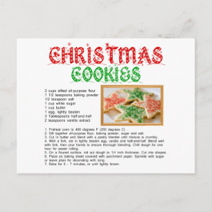 Carte Postale Recette Cookies de Noël