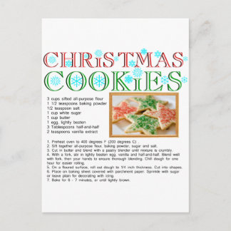 Carte Postale Recette Cookies de Noël