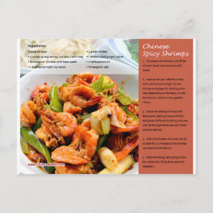 Carte postale Recette crevettes chinoises épicées