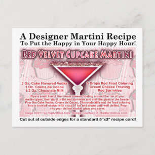 Carte postale Recette Cupcake Martini Velvet rouge