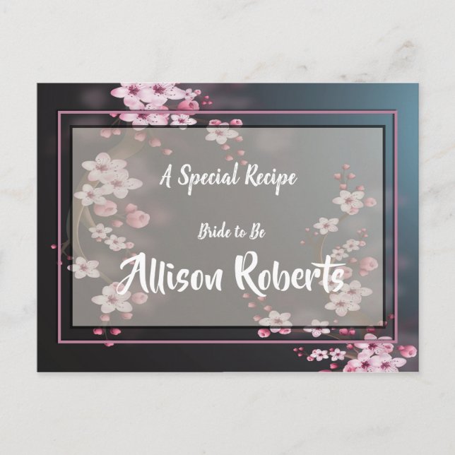 Carte Postale Recette de Baby Shower Géométrique Fleur de Cerisi (Devant)