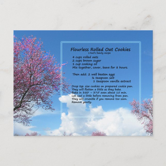 Carte postale Recette de biscuits d'avoine sans sa (Devant)