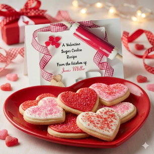 Carte Postale Recette de biscuits de la Saint-Valentin au sucre