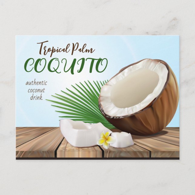 Carte Postale Recette de boisson tropicale au coco Coquito (Devant)