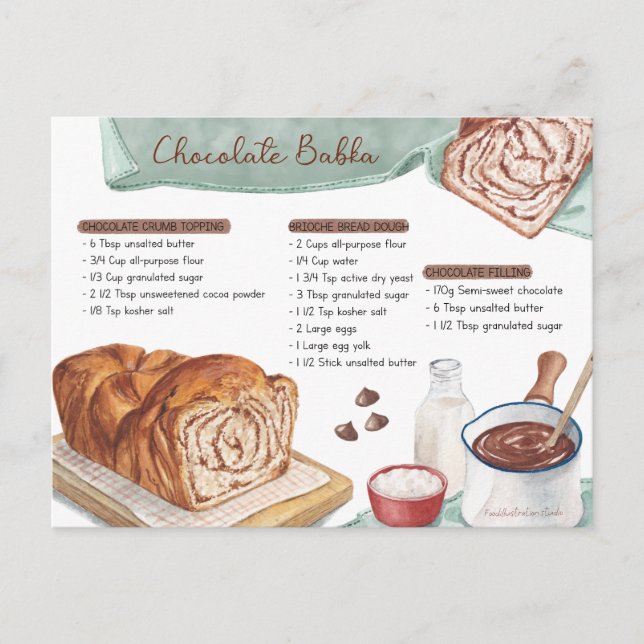 Carte postale Recette de chocolat Babka (Devant)