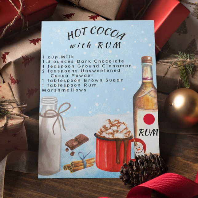 Carte Postale Recette de chocolat chaud au rhum (Créateur téléchargé)