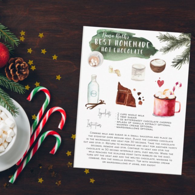 Carte Postale Recette de chocolat chaud maison | Vacances (Créateur téléchargé)