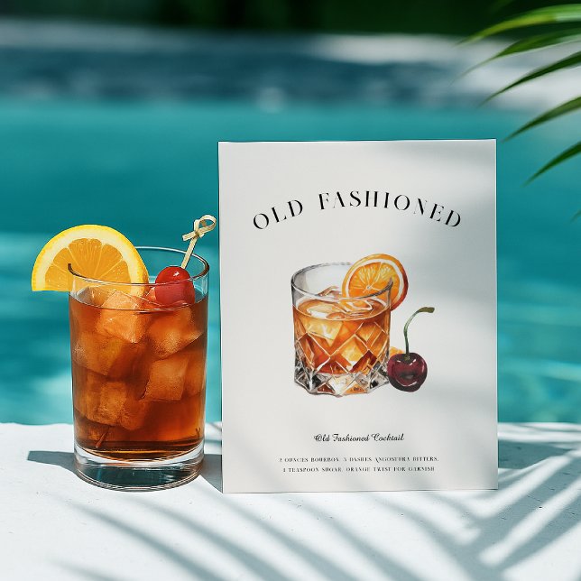 Carte Postale Recette de cocktail à l'ancienne | Whiskey Art (Créateur téléchargé)