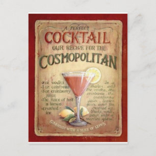 Carte Postale recette de cocktail cosmopolite