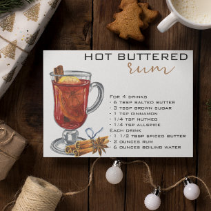 Carte Postale Recette de cocktail de Noël au rhum beurré chaud