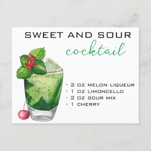 Carte Postale Recette de cocktail de Noël Boisson verte