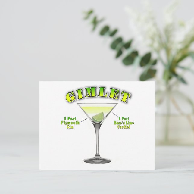 Carte Postale Recette de cocktail Gimlet Martini Art (Debout devant)