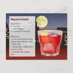 Carte Postale Recette de cocktail Negroni